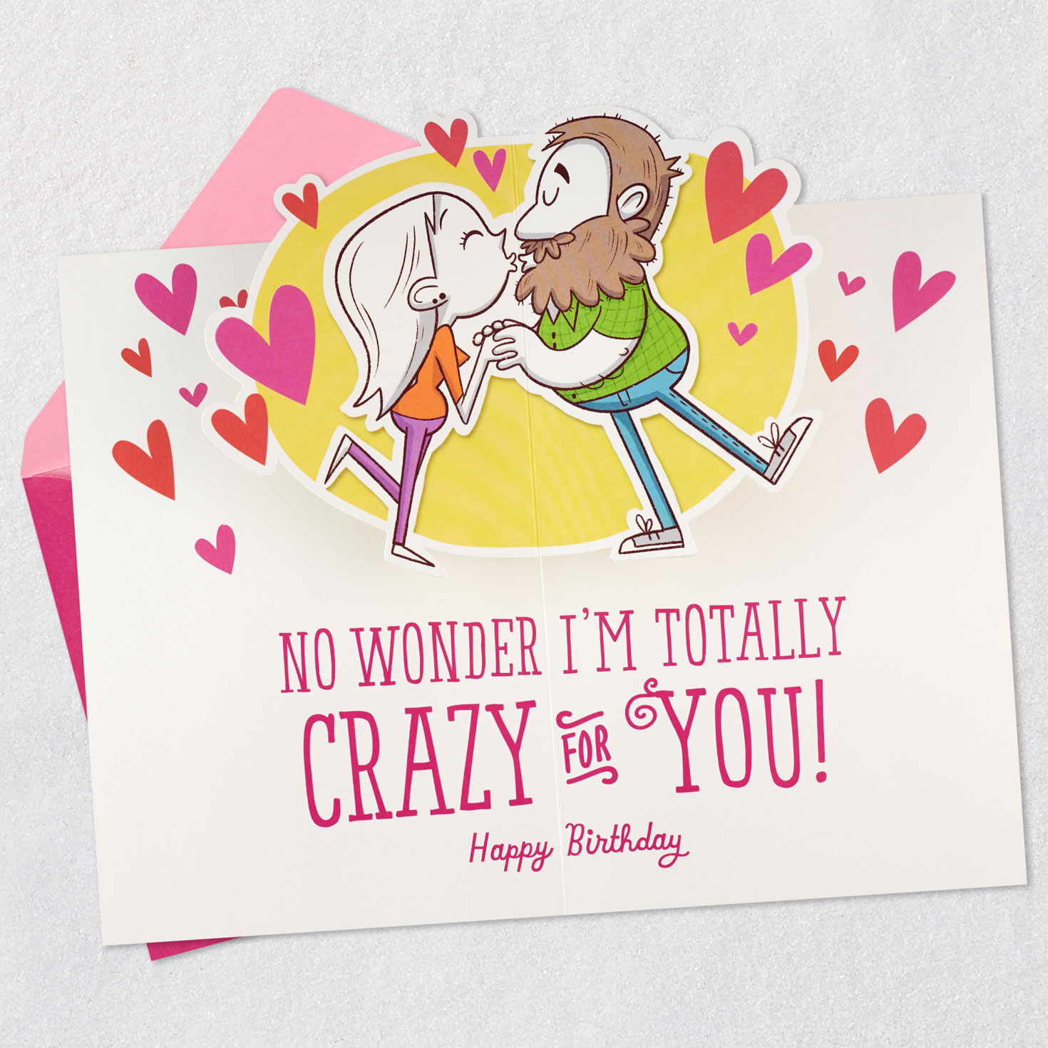 Husband and Wife Cartoon Funny Birthday Card Open card with envelope image number 5