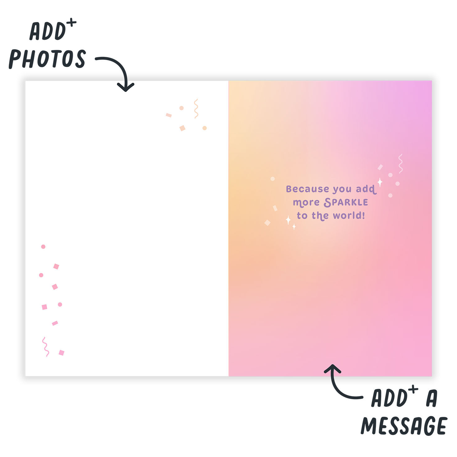 Unicorn on Pink Personalized Birthday Card Open Card indicating personalization image number 3