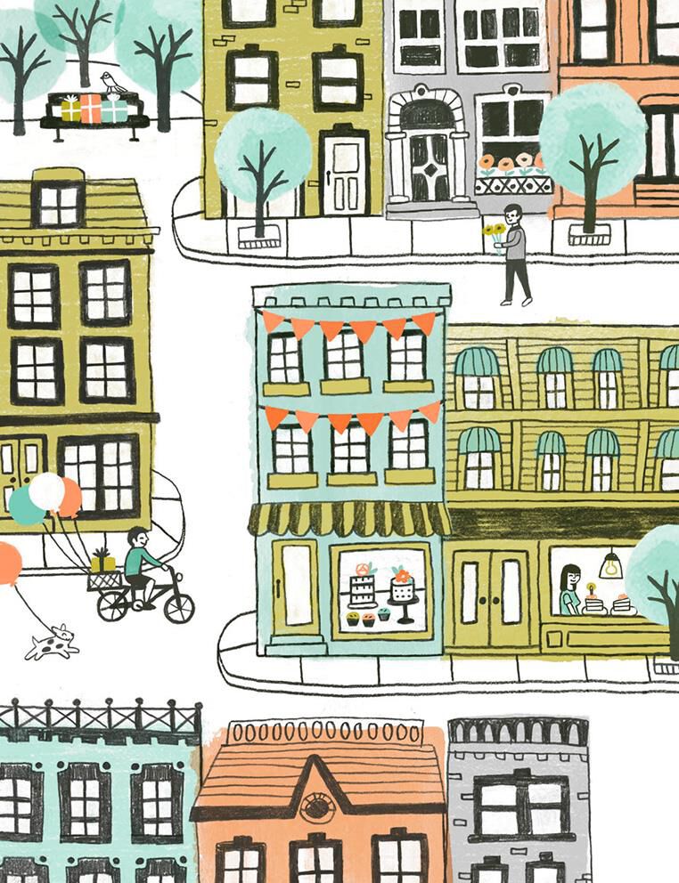 City Scene Birthday Card