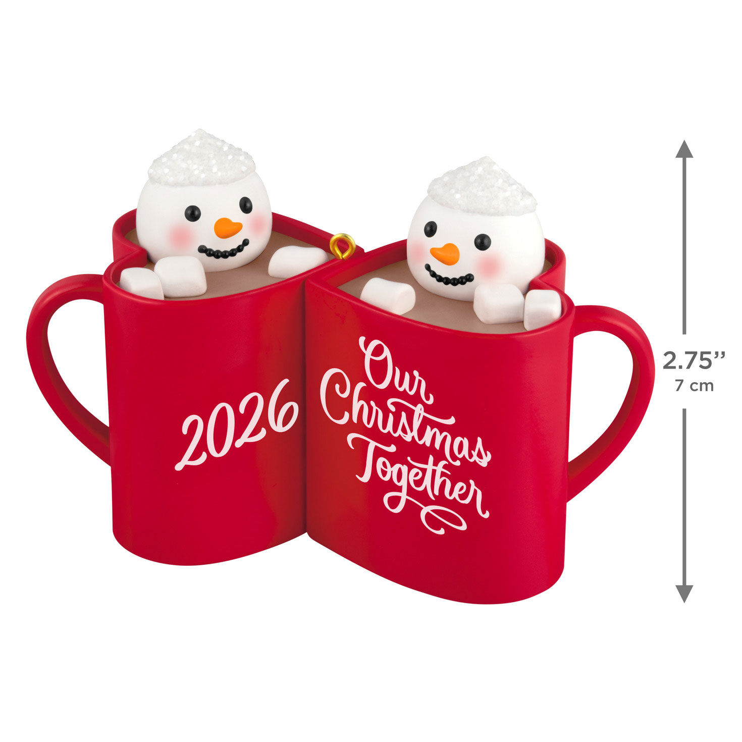Our Christmas Together Red Mugs Keepsake Ornament measurement image number 3