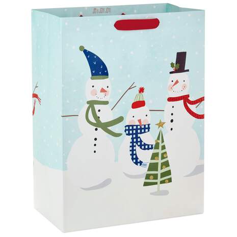 20" Snowman Family X-Deep Gift Bag, , large