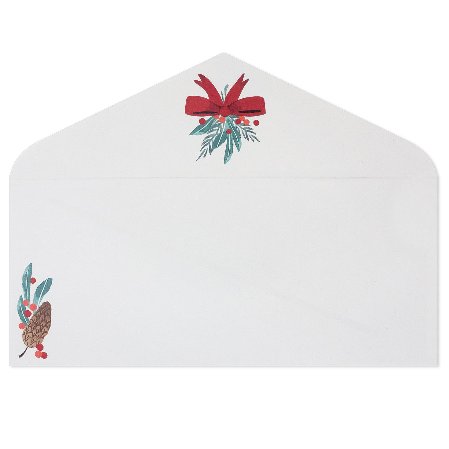 Holiday Boughs and Bows on Ivory Pack of Envelopes envelope front with flap image number 4