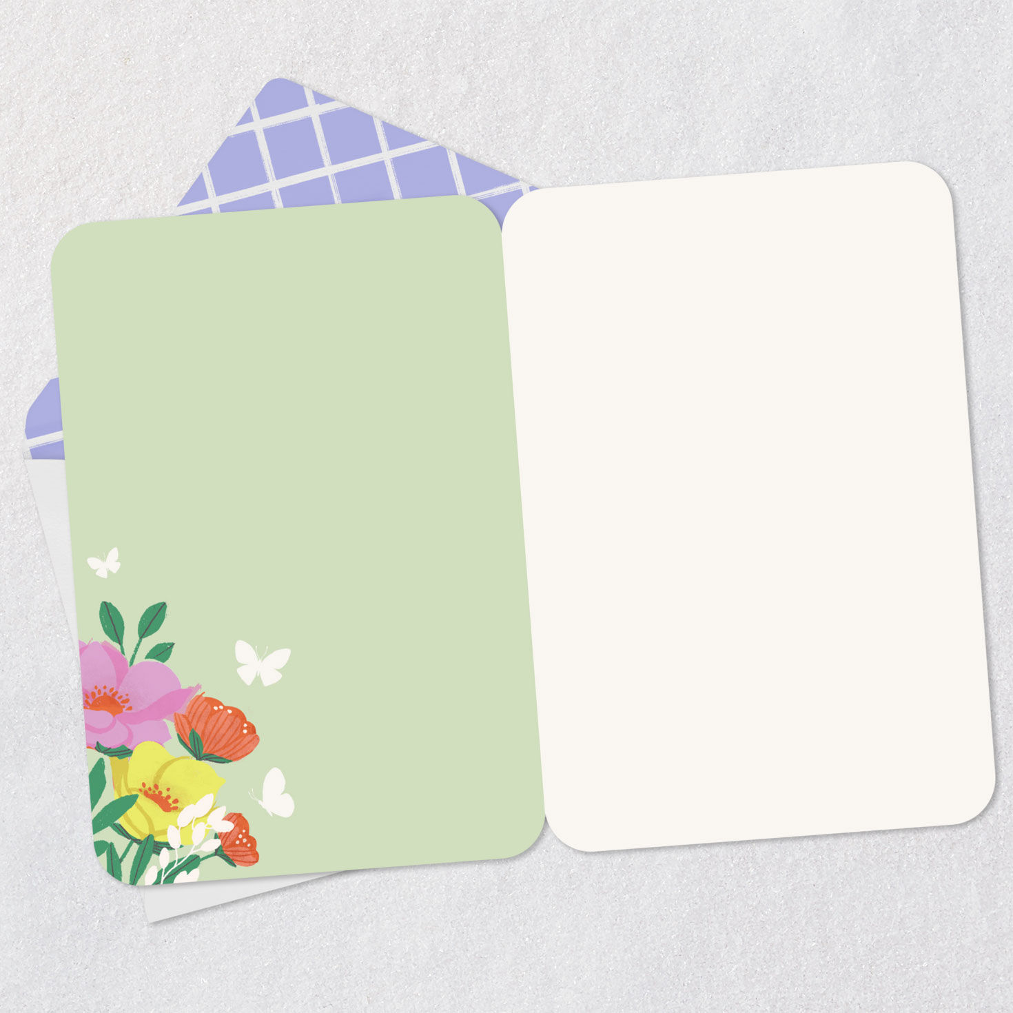 Butterflies and Flowers in Vase Blank Card Open card with envelope image number 2