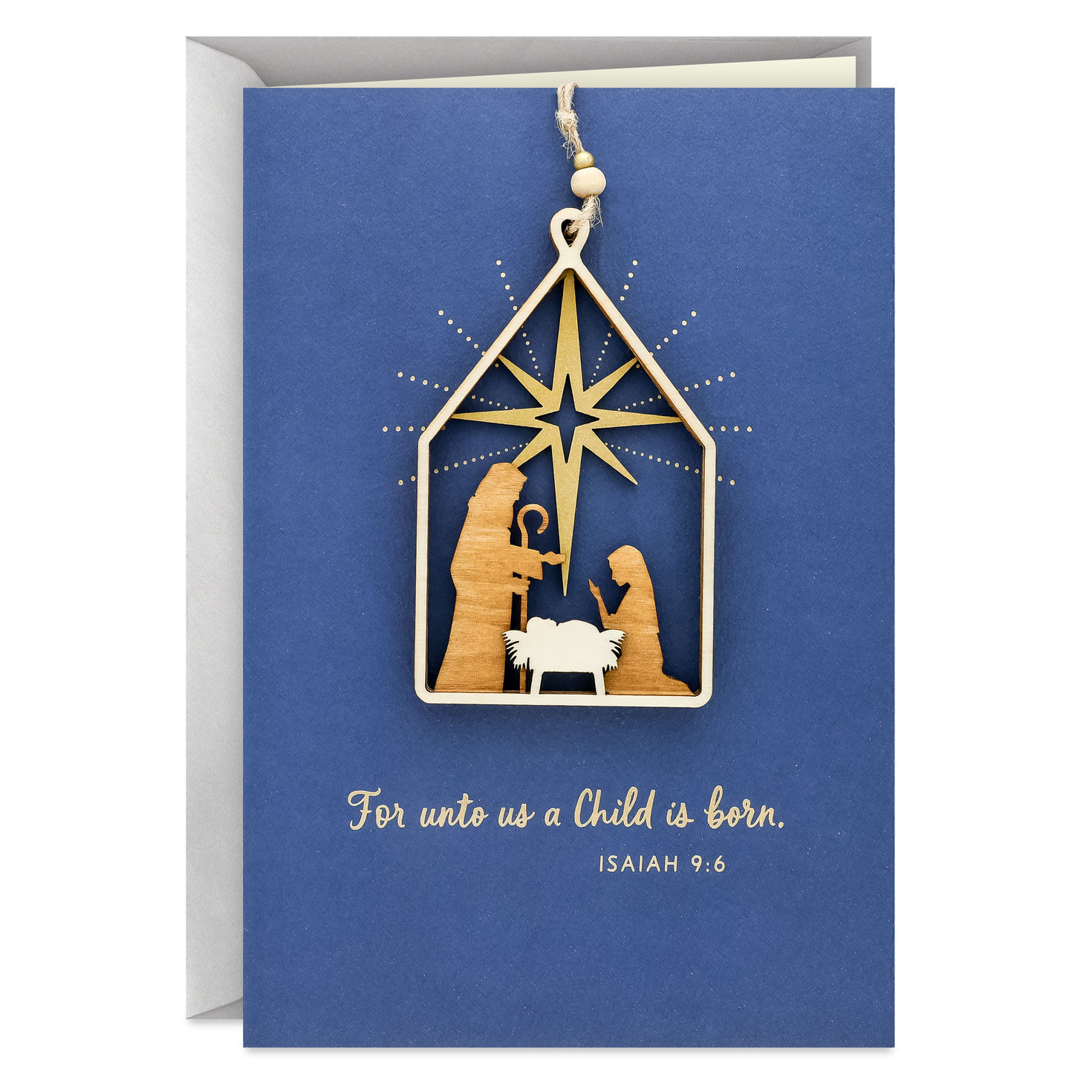 A Child Is Born Nativity Religious Christmas Card With Ornament
