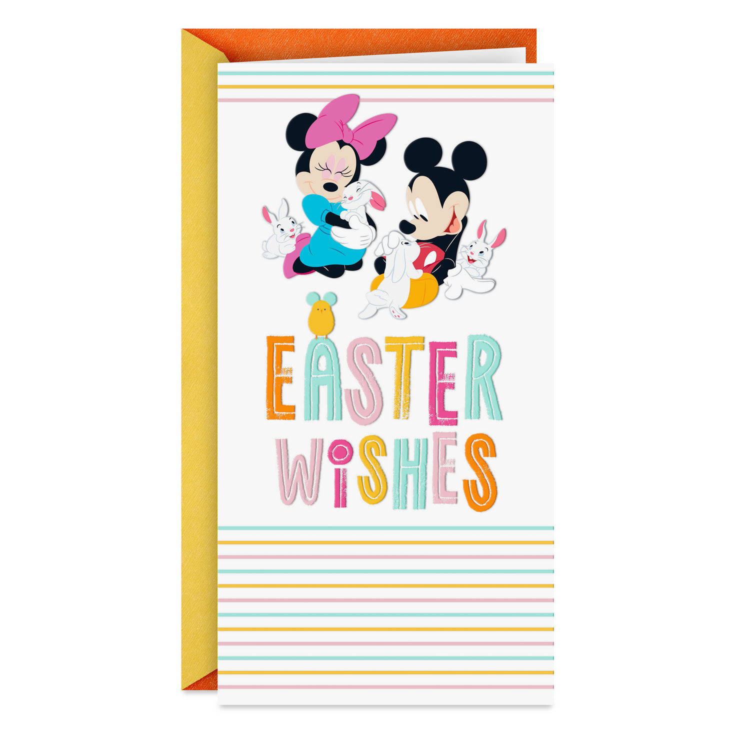 Disney Mickey and Minnie With Bunnies Money Holder Easter Card for Kids