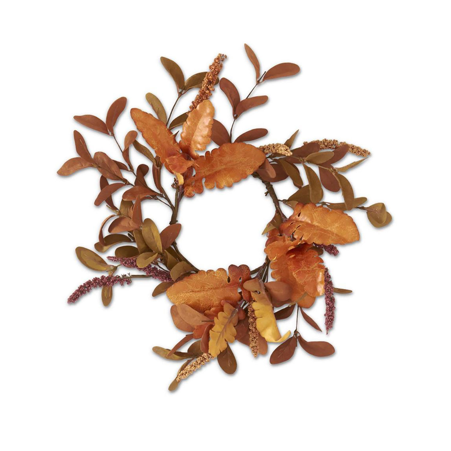 K&K Interiors Artificial Fall Leaves Candle Ring, 12"