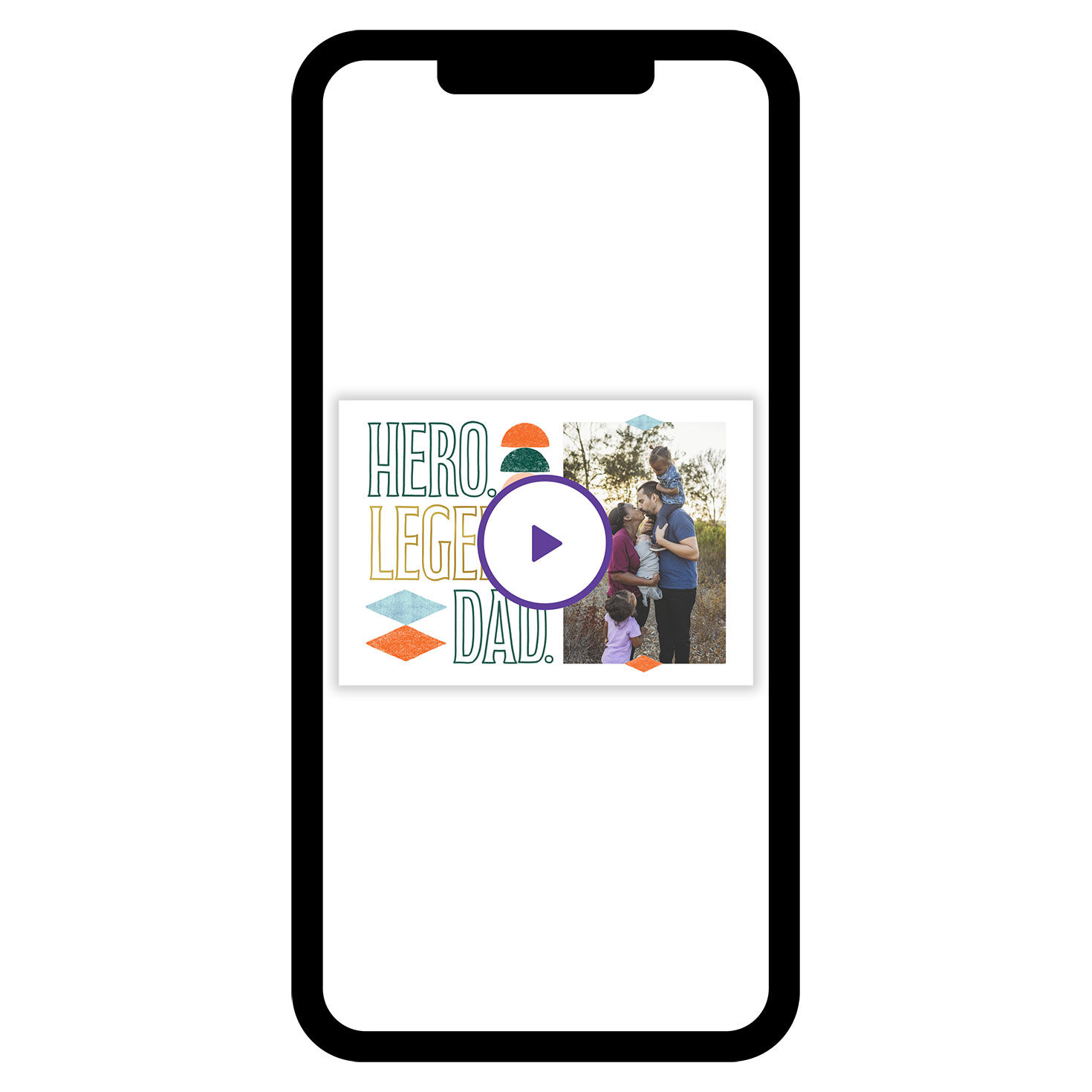 Bubble Letters Personalized Father's Day Card phone with card front image number 1