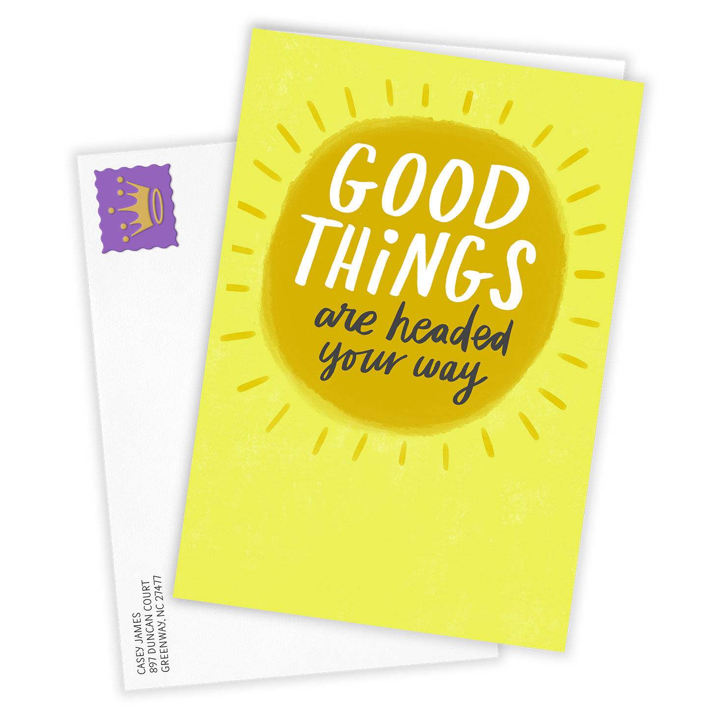 Good Things Yellow Sun Personalized Card Card Front with Envelope image number 2