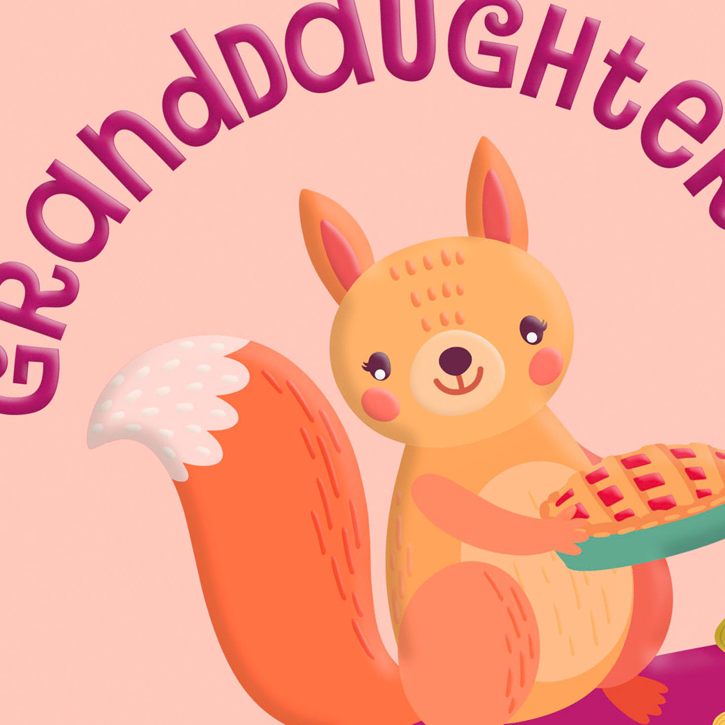 Squirrel with Pie Thanksgiving Card for Granddaughter Card Front Detail image number 4