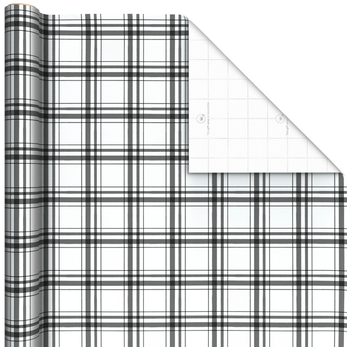Black and White Plaid Wrapping Paper, 22.5 sq. ft.