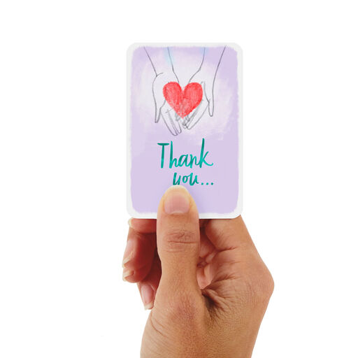 3.25" Mini Hands Holding Heart Thank-You Card, 