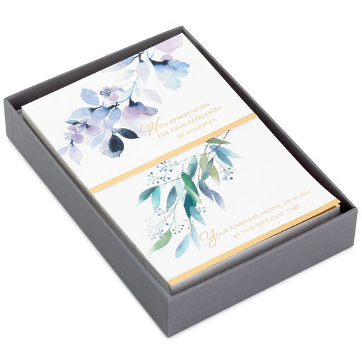 Watercolor Floral Assorted Sympathy Thank-You Notes, Box of 50, 