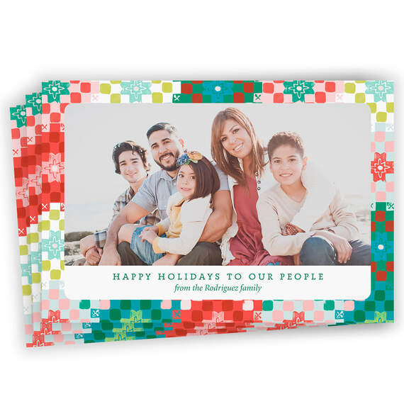 Colorful Patchwork Quilt Flat Holiday Photo Card, , large image number 1