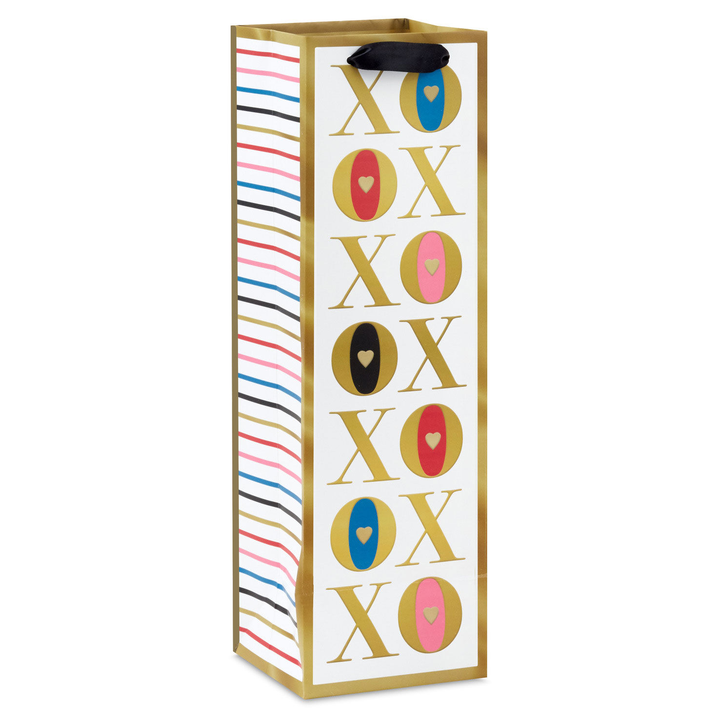 XO Pattern Valentine's Day Wine Gift Bag back image number 6