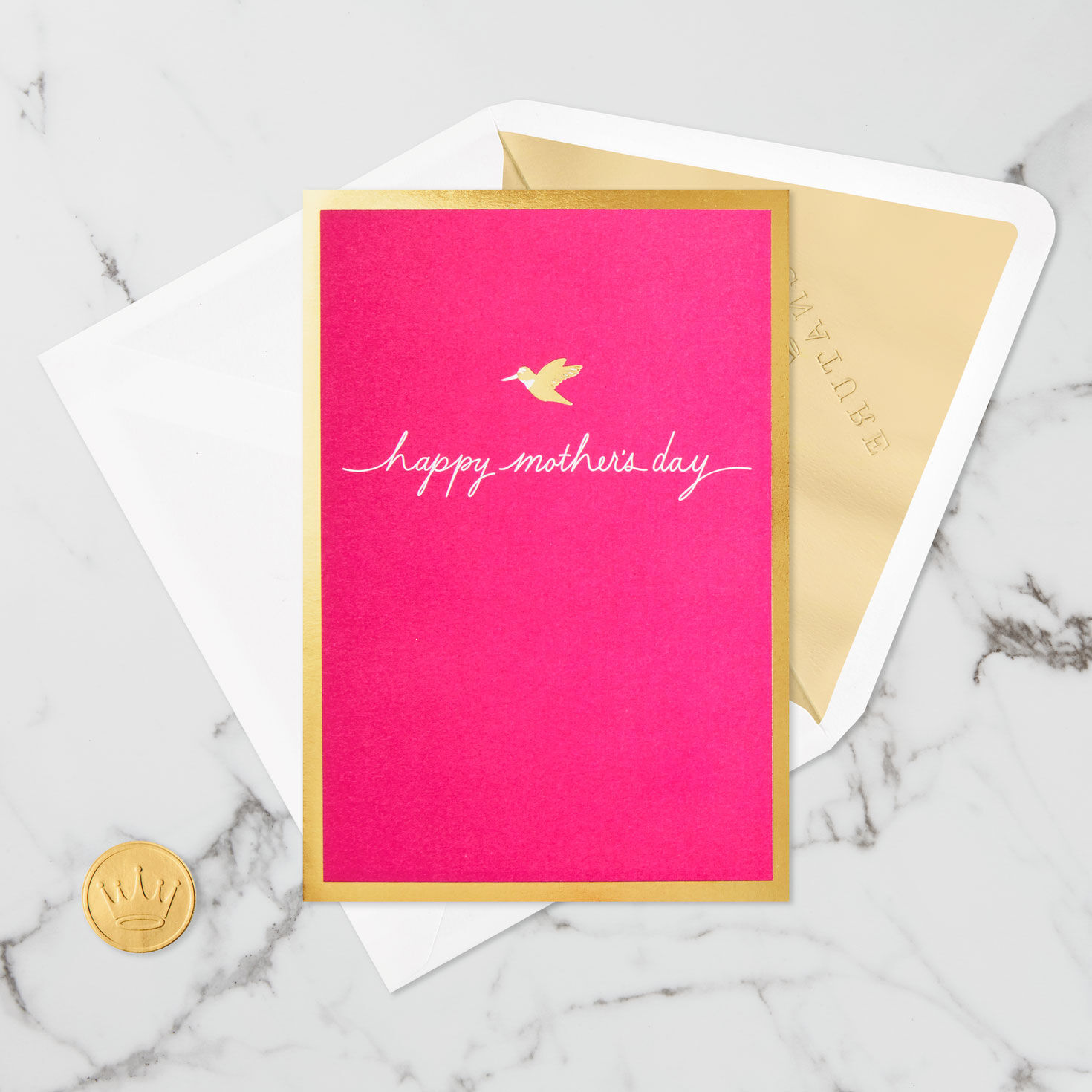 Hummingbird & Flowers 3D Pop-Up Mother's Day Card Card Front with Envelope and Gold Seal image number 7
