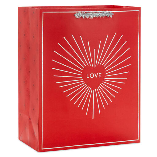 13" Love Heart on Red Large Gift Bag, 