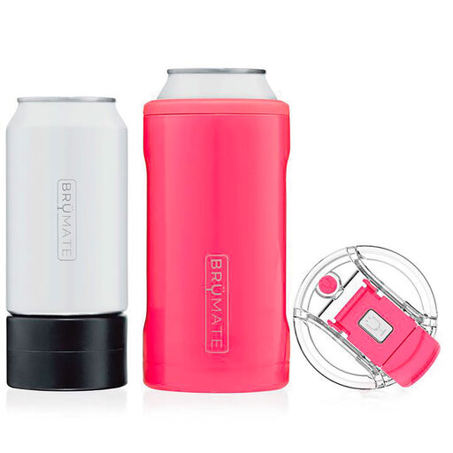 BruMate Neon Pink Stainless Steel 3-in-1 Can Cooler, 12/16 oz., 