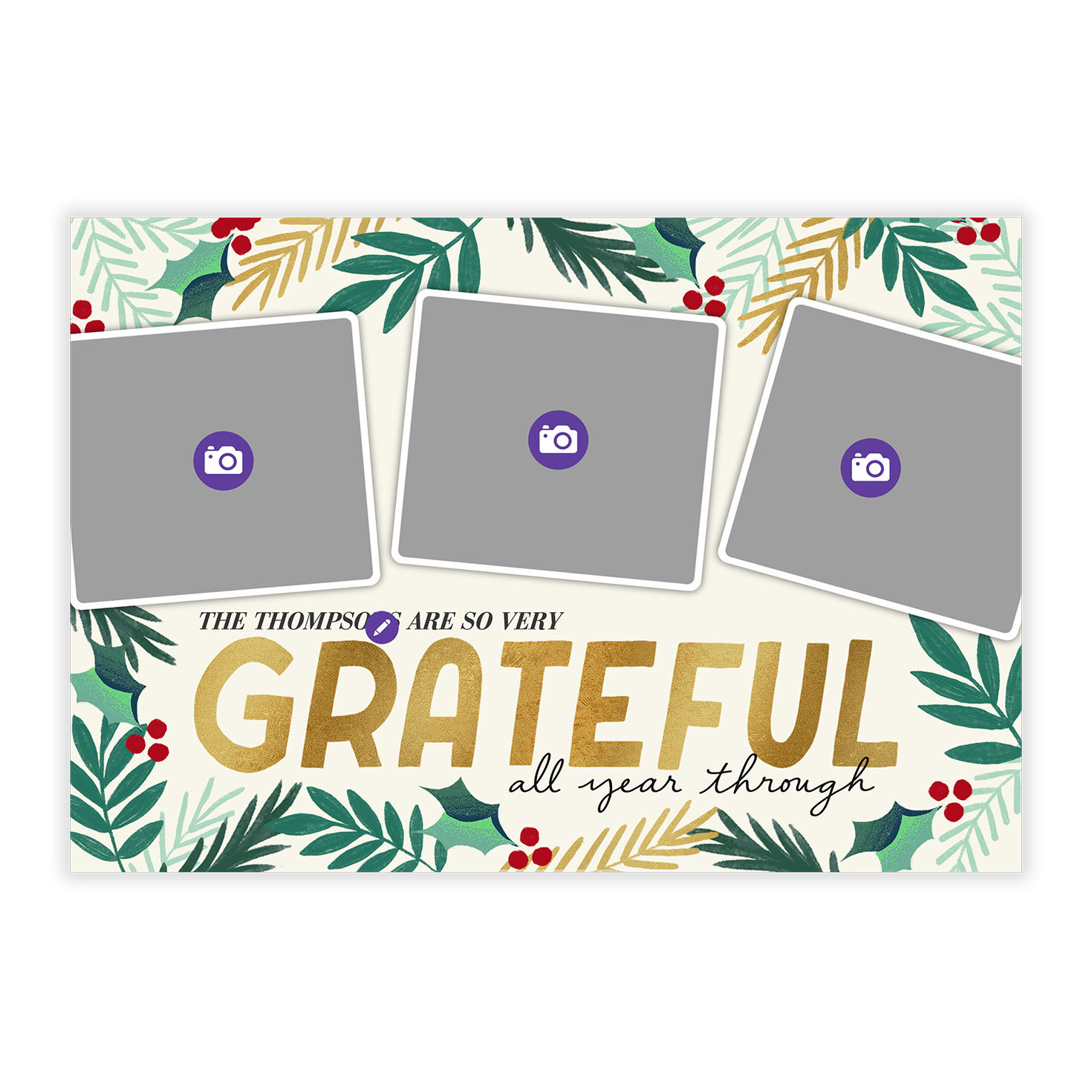 Grateful All Year Flat Christmas Photo Card, , large image number 5