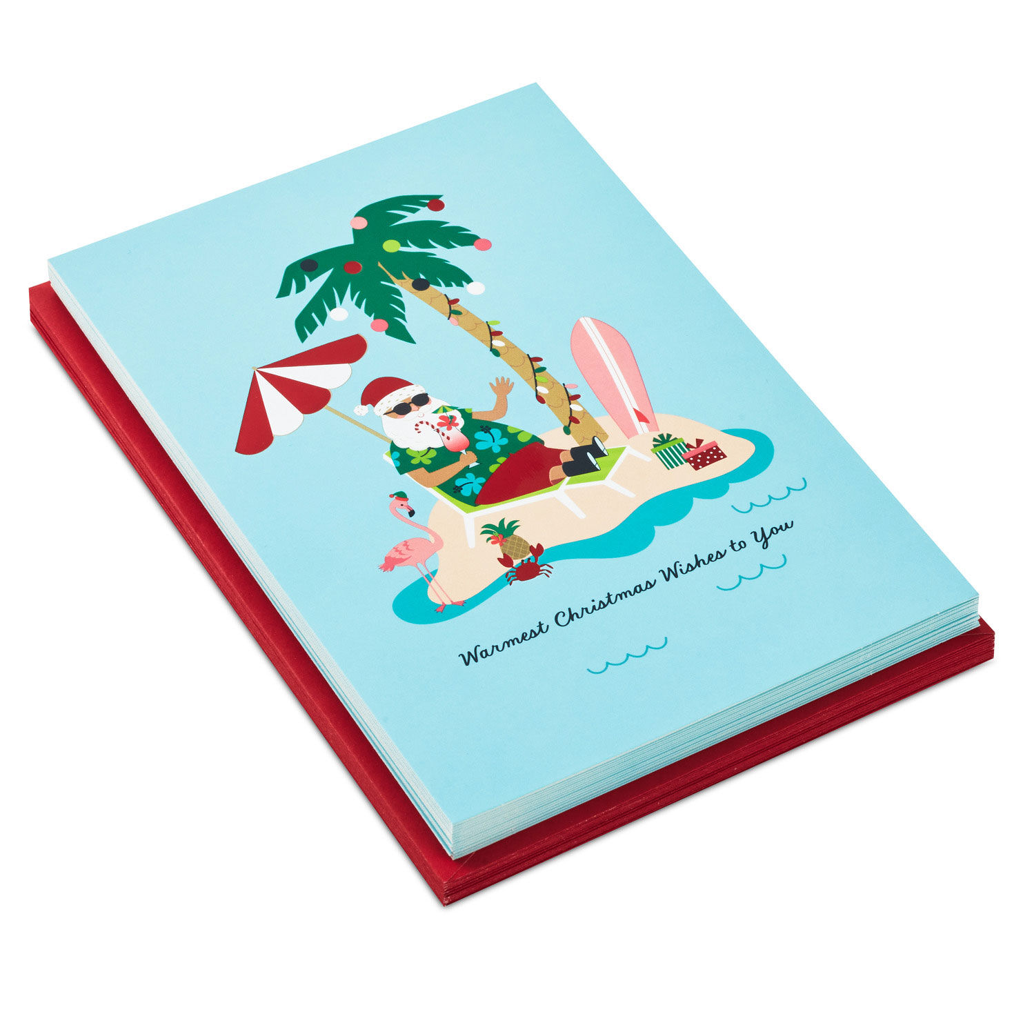 Tropical Santa Christmas Cards, Box of 16
