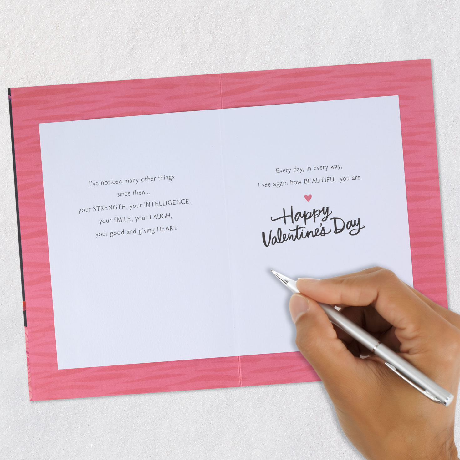 Pink Roses on Black Valentine's Day Card for Her Signing card image number 8