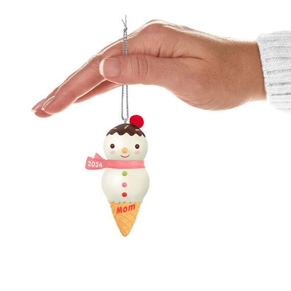 Mom Snowman Ice Cream Cone 2024 Ornament, , large image number 4