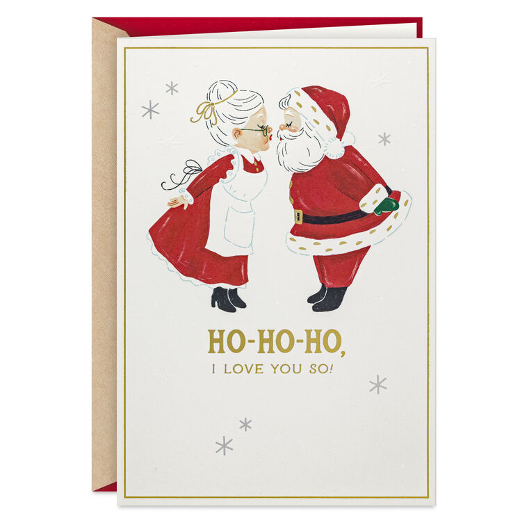 Vintage Kissing Santa and Mrs. Claus Romantic Christmas Card