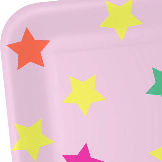 Colorful Stars on Pink Square Dinner Plates, Set of 8, , large image number 4