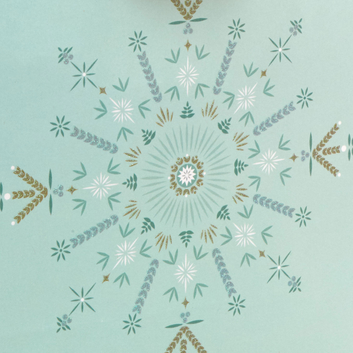 Snowflake Star on Light Sage Small Holiday Gift Bag Base/Side Detail image number 5