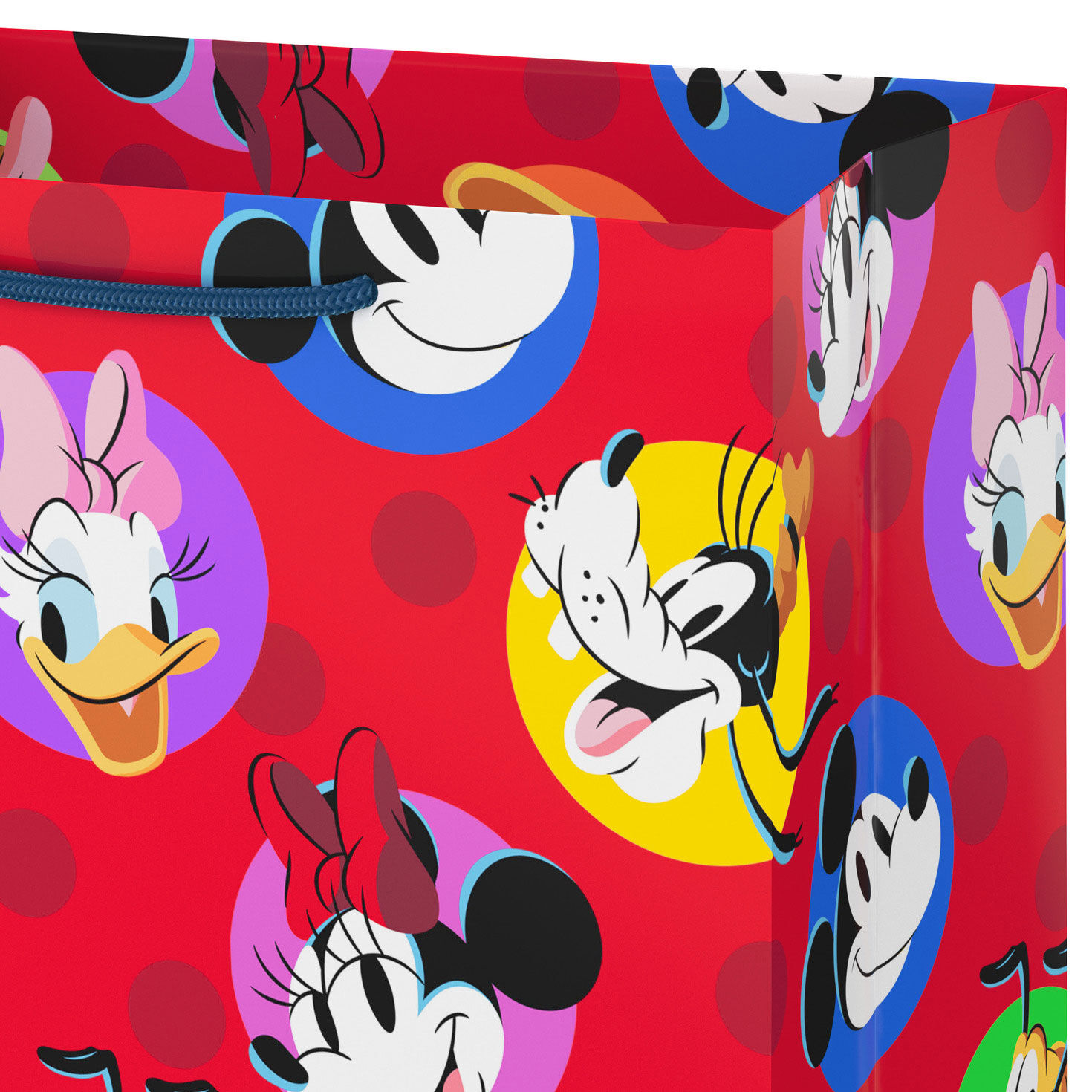 Mickey Mouse and Friends on Red Medium Gift Bag Handle Detail image number 4