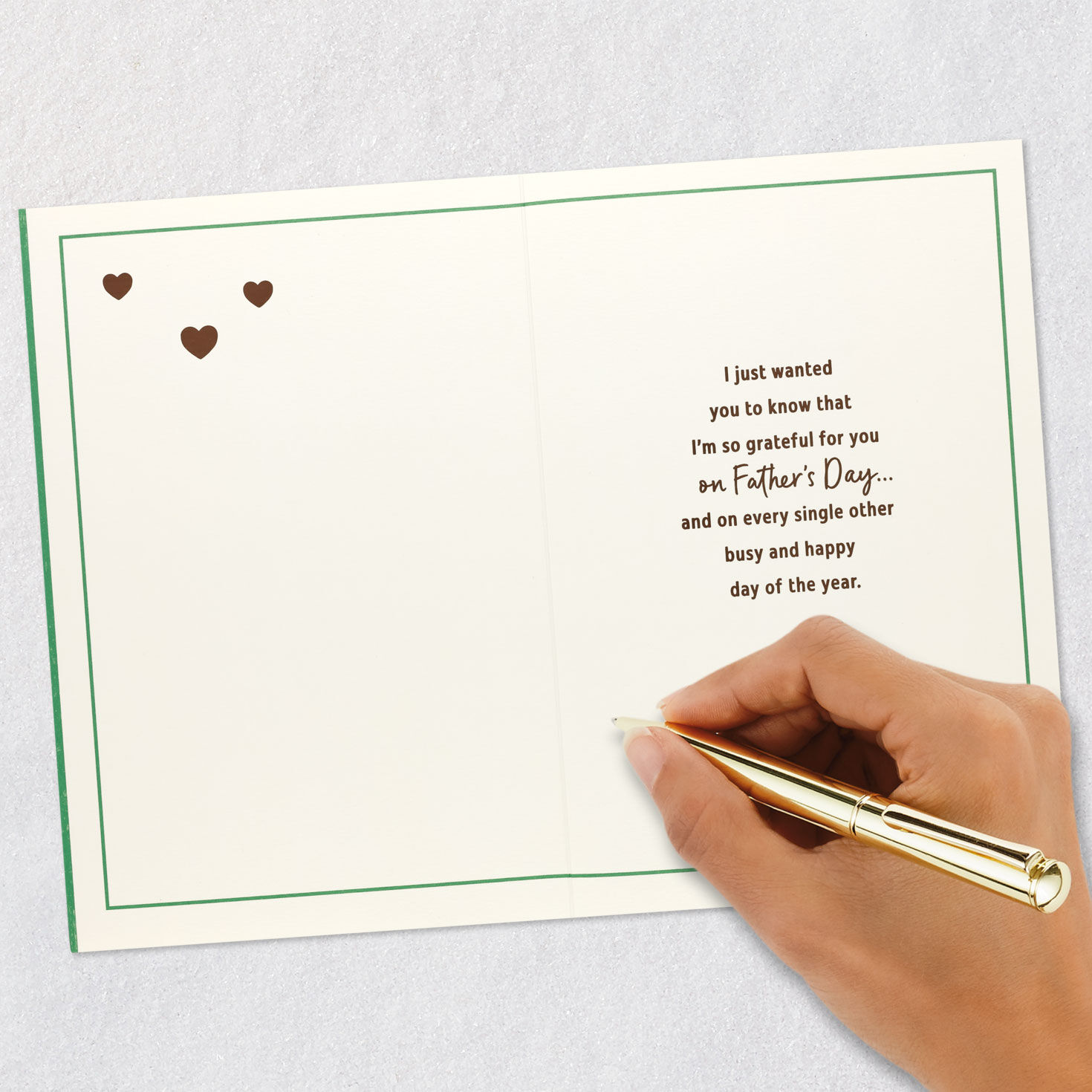 Green Bold Lettering Father's Day Card signing card image number 6