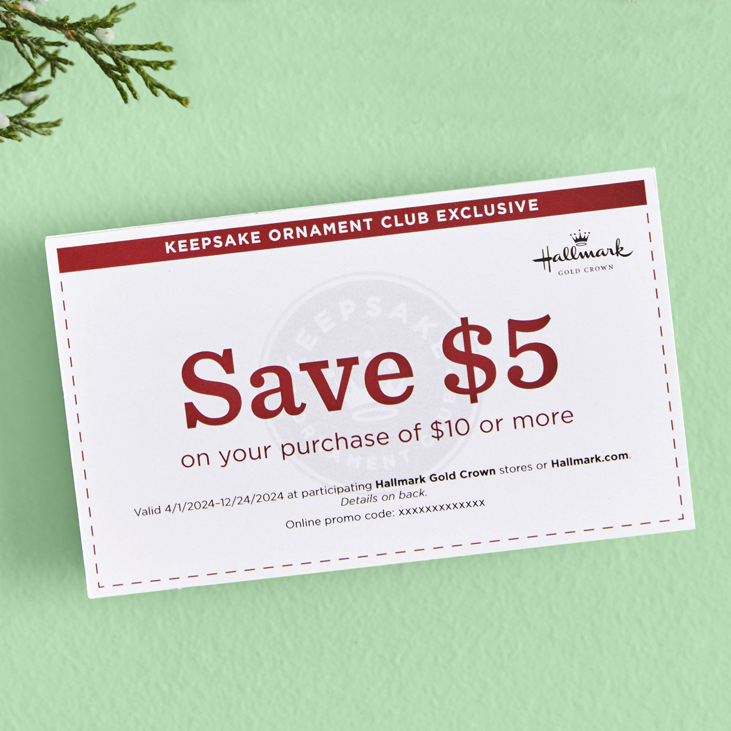 2024 KOC 5 off 10 Coupon Keepsake Ornament Club Hallmark