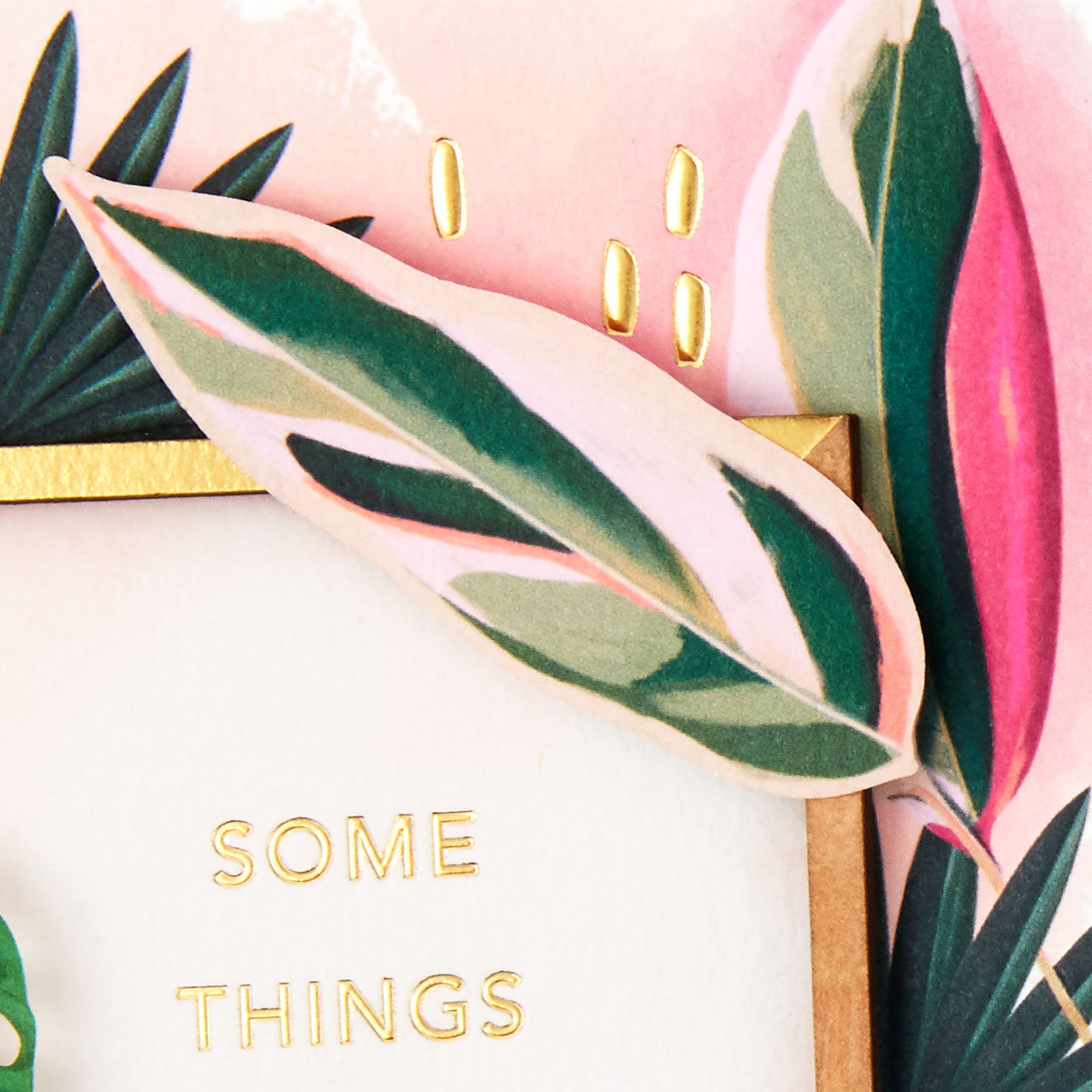 Green and Pink Tropical Leaves Anniversary Card  image number 4