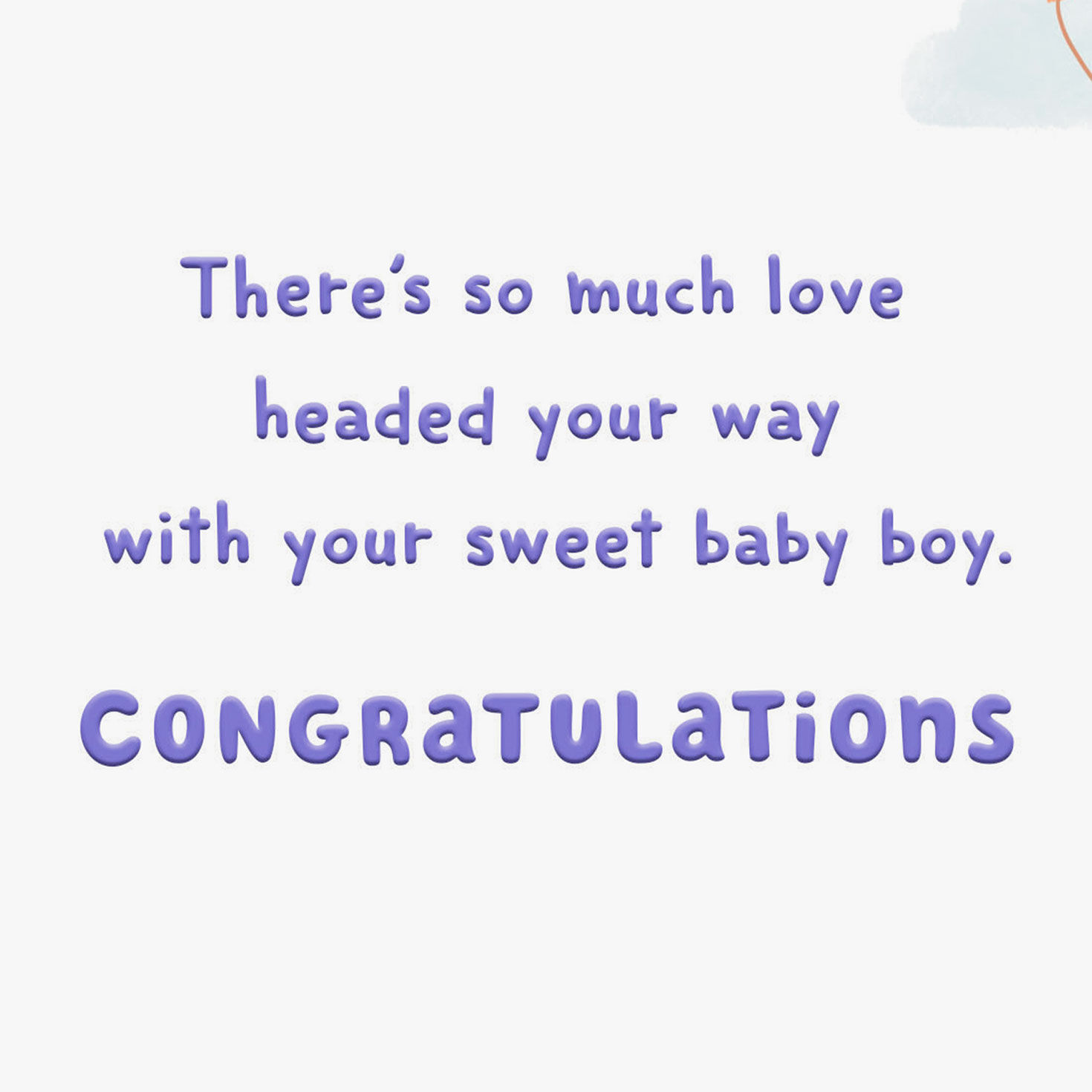 Balloons Carrying Baby in Basket New Baby Boy Card sentiment image number 2