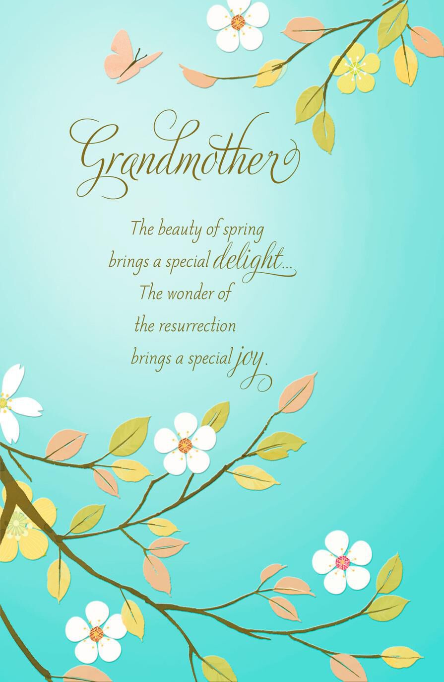 Dogwood Blossoms Religious Easter Card for Grandmother