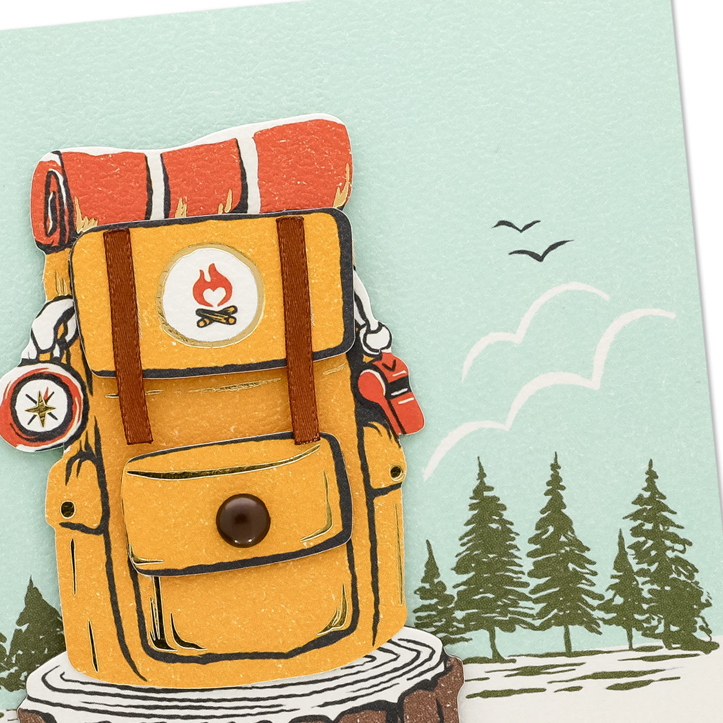 Hiking Backpack in Woods Father's Day Card Card Front Detail image number 5