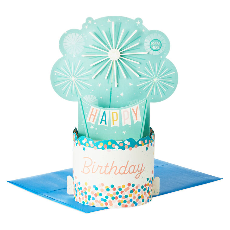 Shine On Cake With Sparklers Musical 3D Pop-Up Birthday Card With Motion