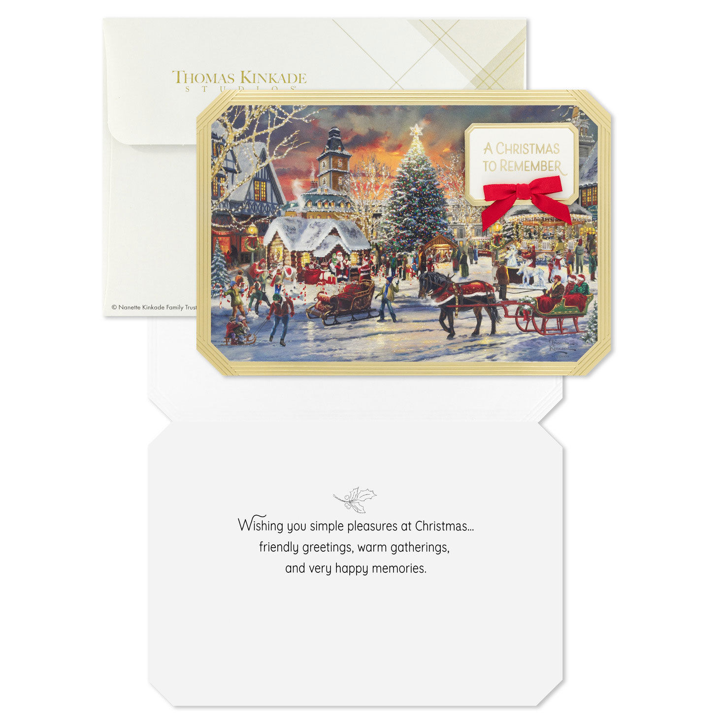 Christmas Town at Night Boxed Christmas Cards Card Front with Sentiment image number 3