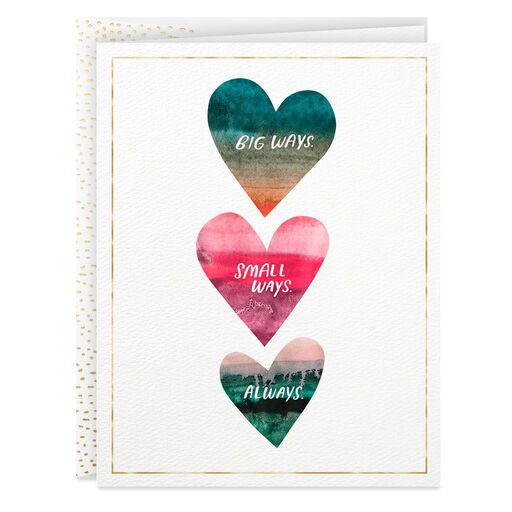 Watercolor Hearts Love Card, 