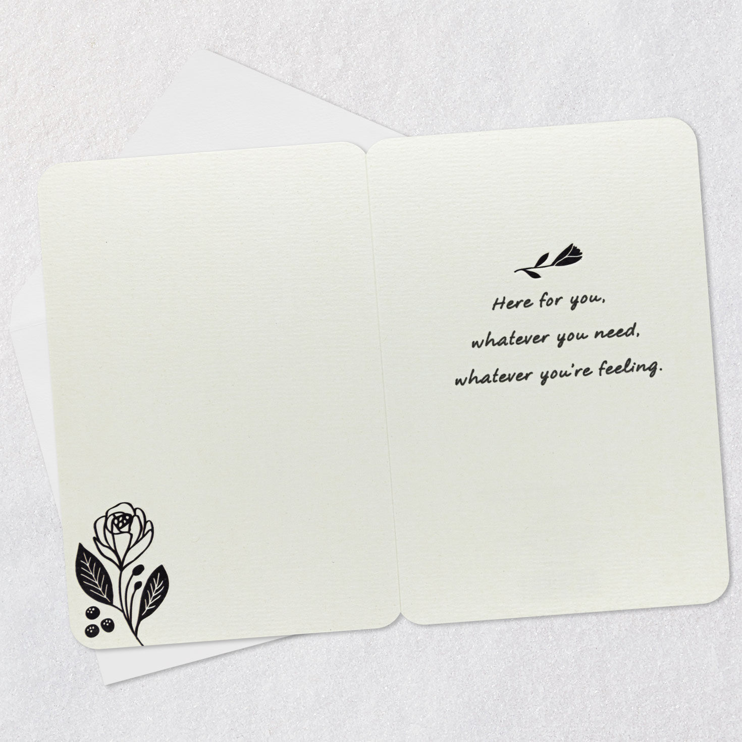 Black-and-White Flower Vase Encouragement Card Open card with envelope image number 3
