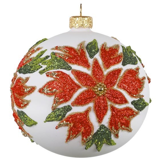 Poinsettia Ball Blown Glass Ornament, , large image number 5