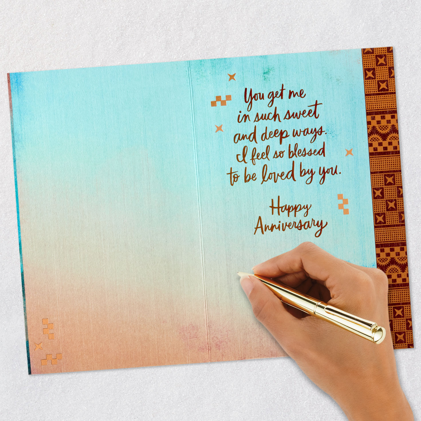 Brown and Blue Watercolor Anniversary Card for Husband Signing card image number 6