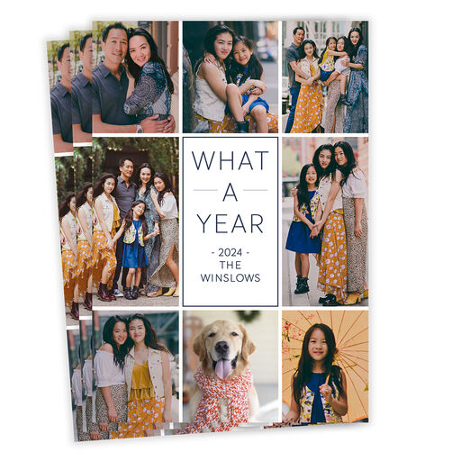 Photo Collage Border Flat Holiday Photo Card, 