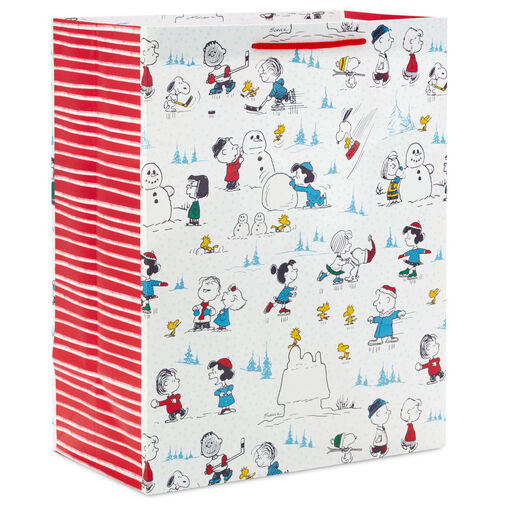 13" Peanuts® Gang Winter Fun Large Christmas Gift Bag, 