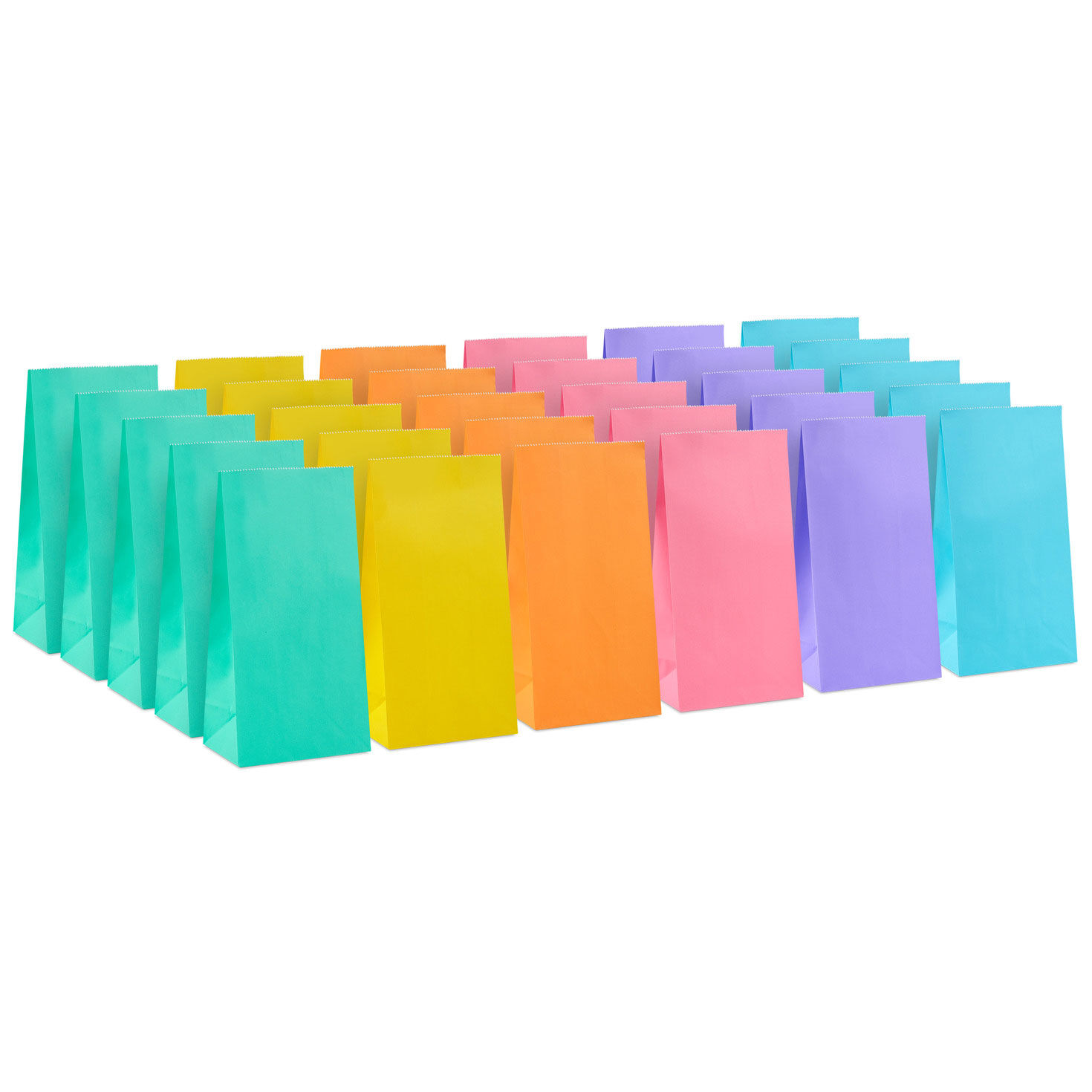 Bulk Pastel Paper Treat Sacks in 6 Colors stacked rows image number 4