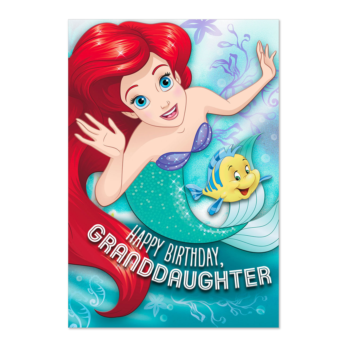 Disney The Little Mermaid One Amazing Princess Birthday Card With Crown for Granddaughter
