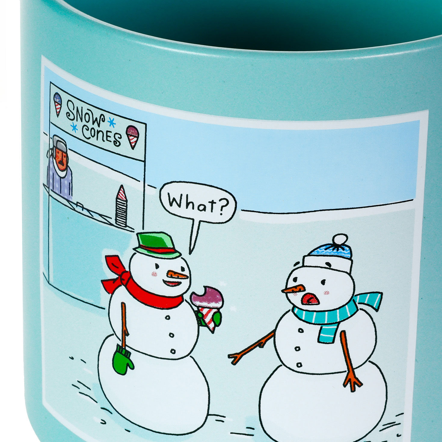 Hallmark Shoebox Snow Cone Snowmen Cartoon Mug upclose view image number 4