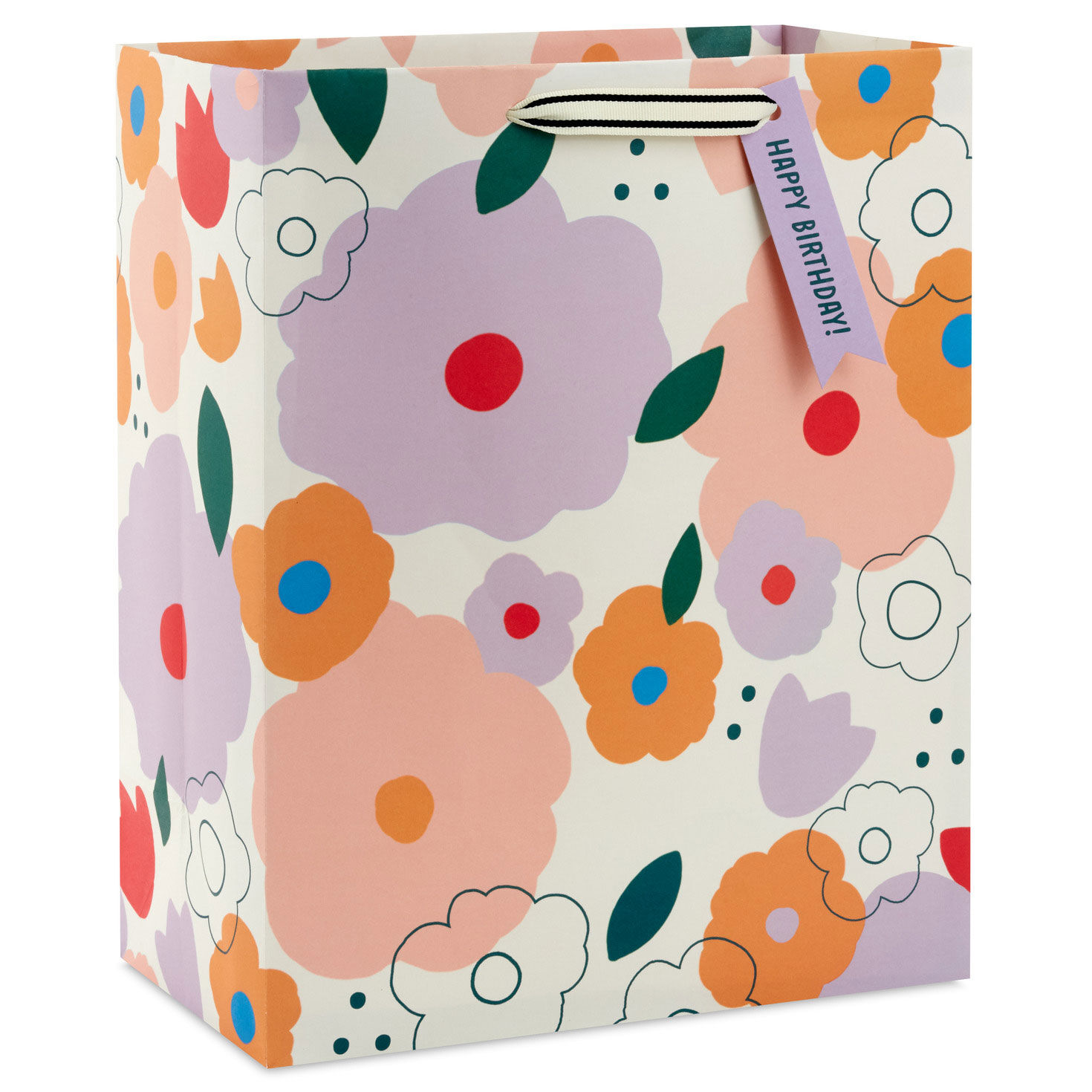 13" Mod Floral on White Large Birthday Gift Bag for only USD 4.99 | Hallmark