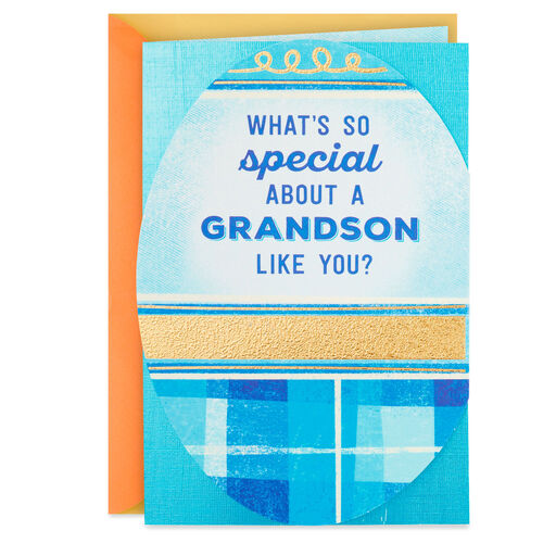 Blue Plaid Egg Easter Card for Grandson, 