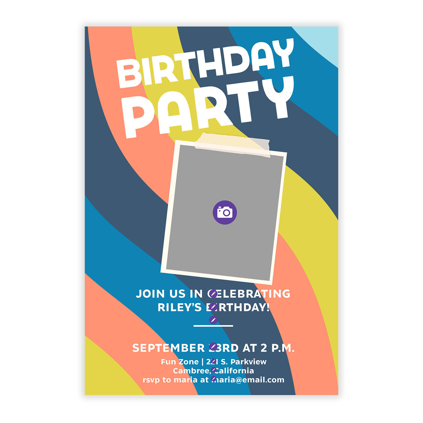 Blue Waves Birthday Invitation, , large image number 5