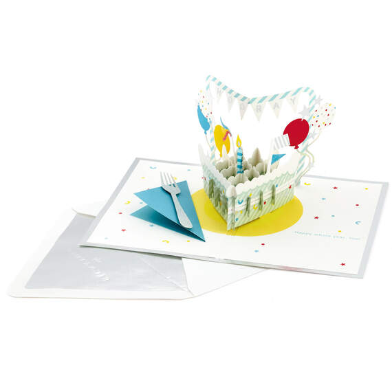 Hooray Cake and Balloons 3D Pop-Up Birthday Card, , large image number 2